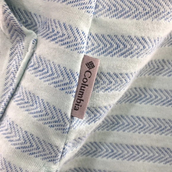 3/$20 Columbia Blue White Striped Melody Spring Hoodie Jacket Womens Medium Zip - Picture 5 of 12